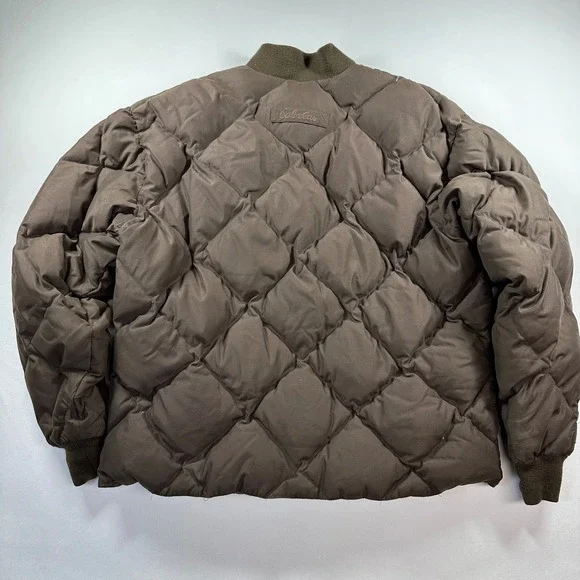 Vtg Cabelas Premier Northern Goose Down Quilted Bomber Jacket Brown Mens XL Reg